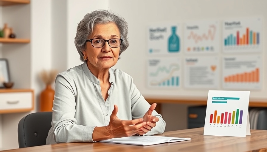 Older woman sharing tips on losing belly fat in menopause indoors.