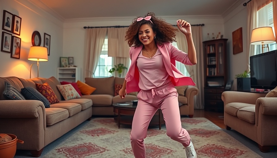Woman's energetic dance workout in cozy living room setting.