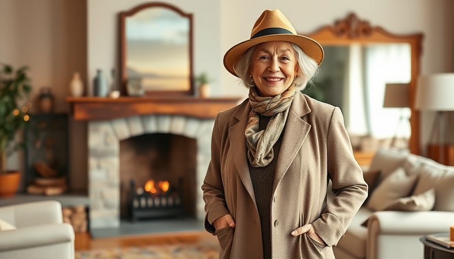 Confident older woman in stylish outfit, embracing 'age is nothing but a number'.