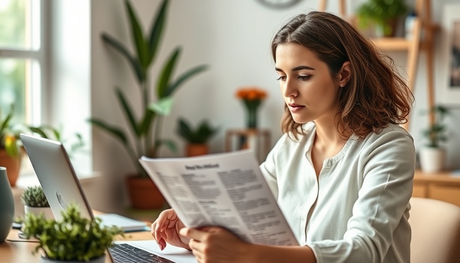 Woman reading about estrogen dominance and health at her desk.