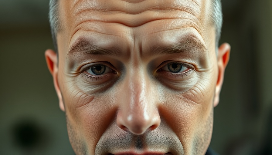 Post-hair transplant surgery close-up with a calm expression.