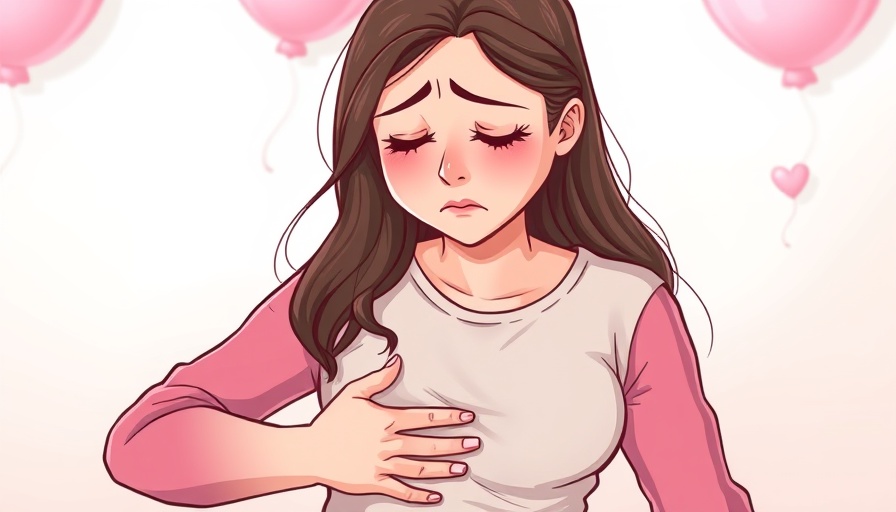 Woman experiencing period discomfort, pastel background.