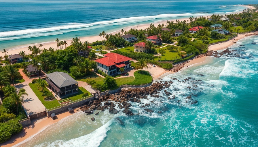 Beachfront living in Costa Rica, scenic view of ocean and properties.