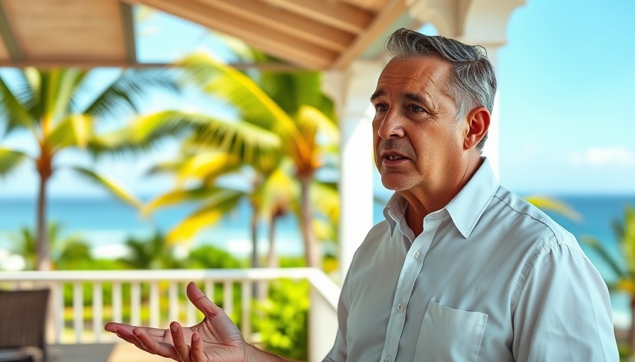 Man discussing where to live in Costa Rica as an expat on a tropical veranda.