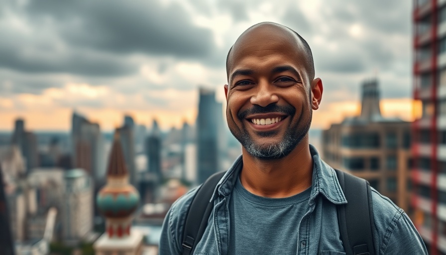 Bald man smiling with cityscape background, Moving to Costa Rica