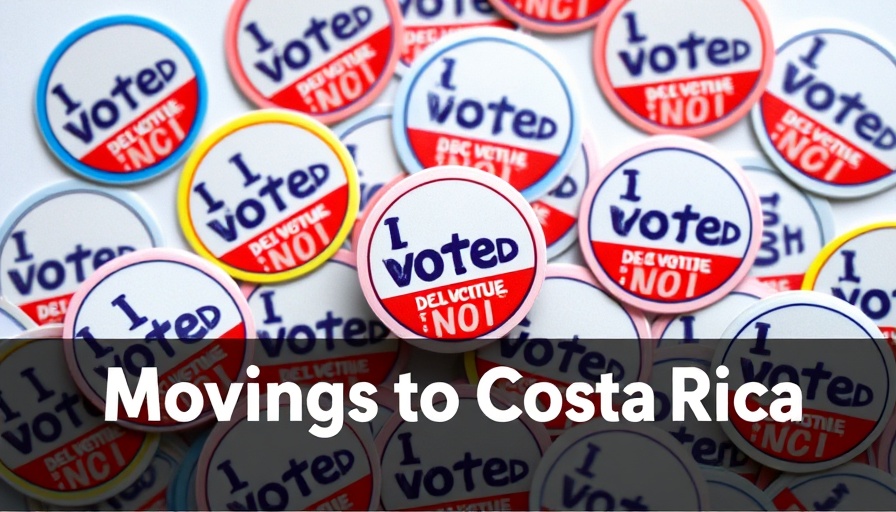 Text overlay on 'I Voted' stickers about moving to Costa Rica post-2024 election.