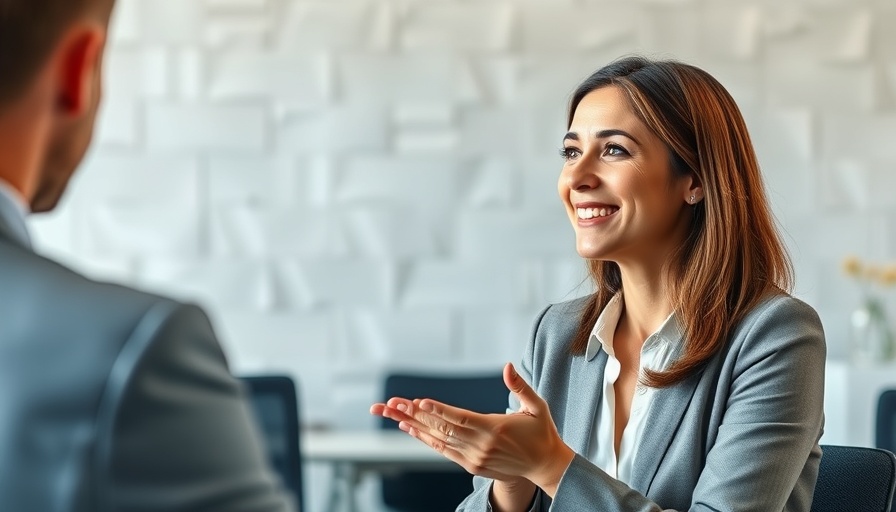 Smiling woman discussing digital transformation for SMEs in office.