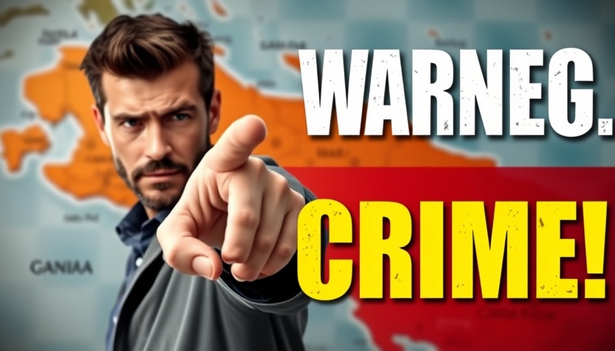 Alert on organized crime in Costa Rica with a pointing man and map.