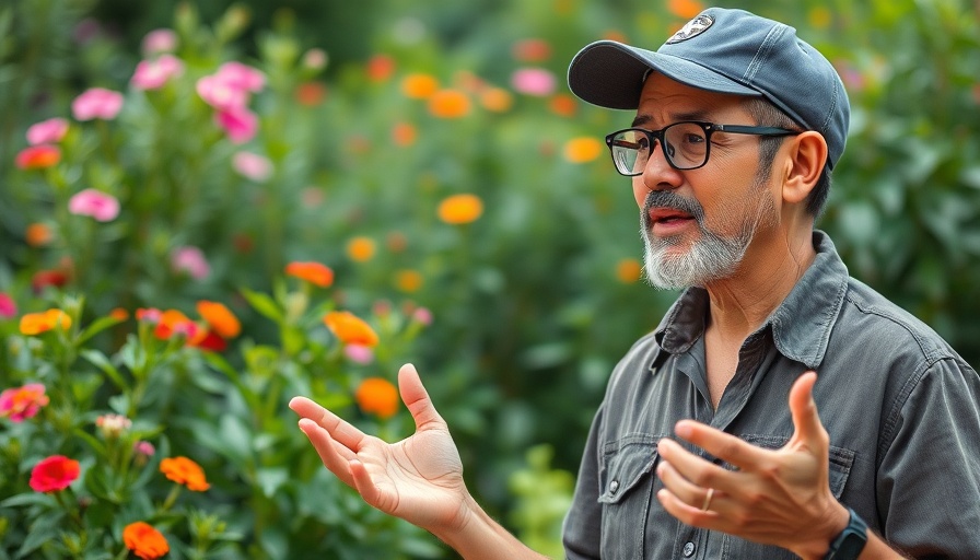Man in garden discussing green healthcare in Costa Rica.