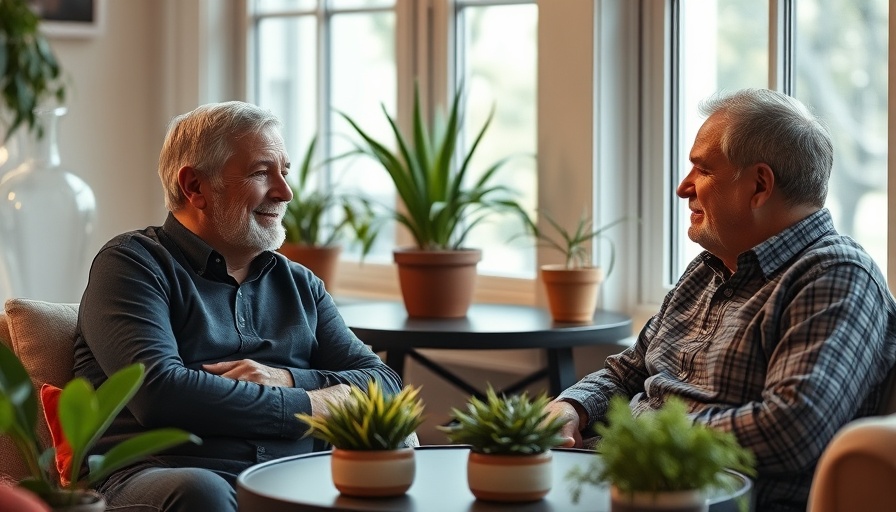 Two men discussing in a cozy Costa Rican room, highlighting dental care in Costa Rica.