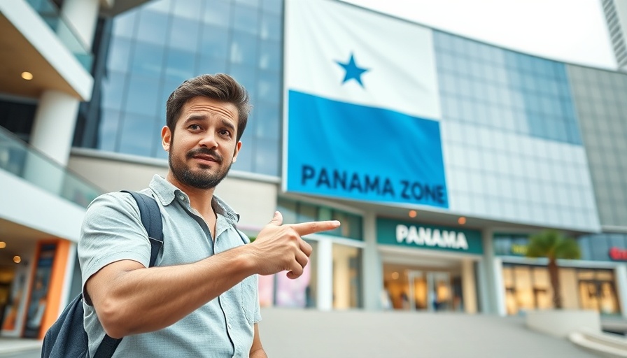 Casual man exploring Panama's duty-free zone, assessing savings potential.