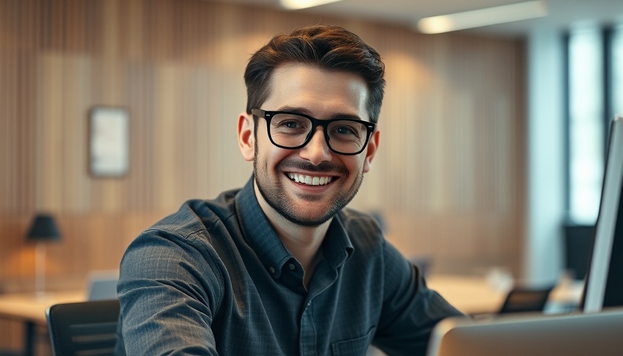 Casual man discussing Quattro Building Packages, office setting.