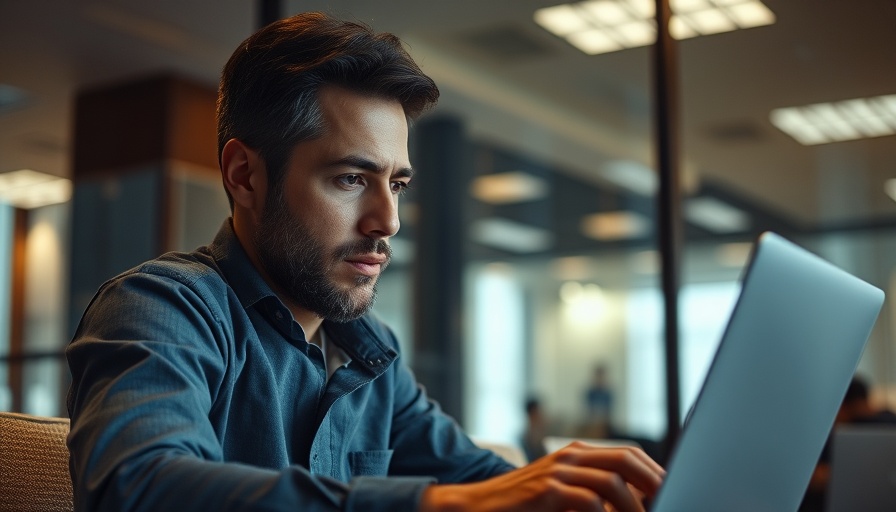 Anticipating Your Needs Quatal: Man working intently at laptop in office.