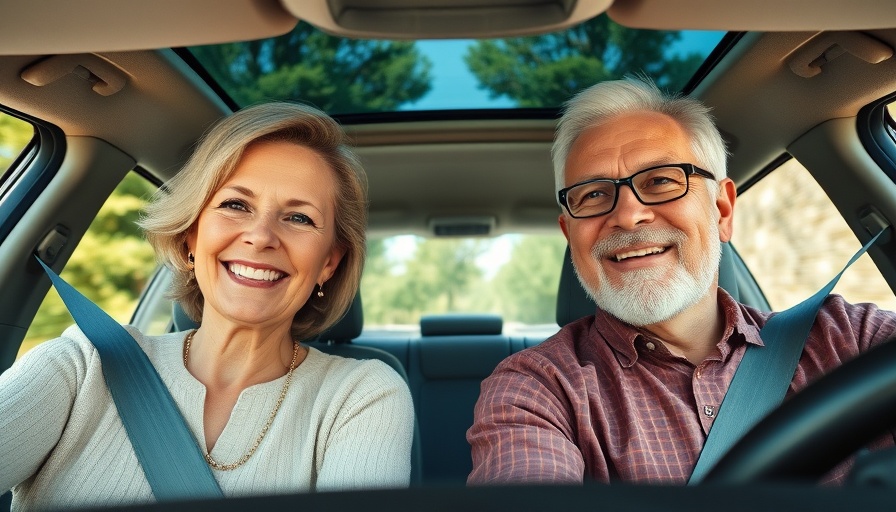 Retirement and dance benefits: Smiling couple in car ride.