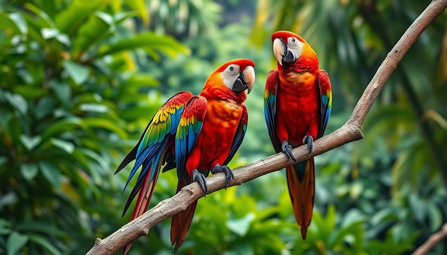 Scarlet macaws in lush Costa Rican jungle, vibrant life depicted.
