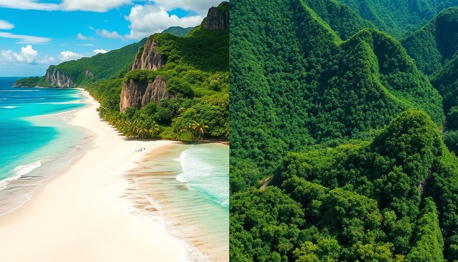 Contrast of beach and mountains depicting living in Costa Rica.