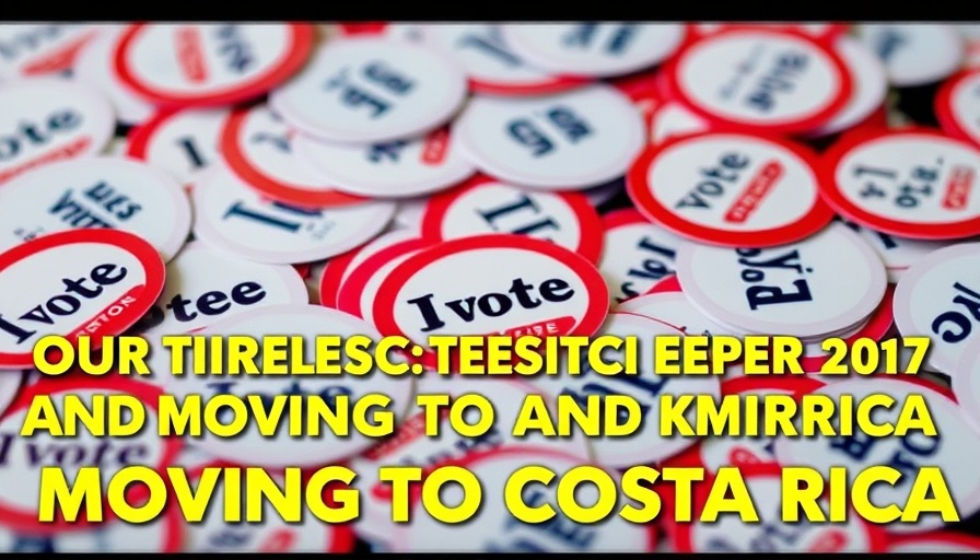 I Voted stickers with text discussing moving to Costa Rica post-election.