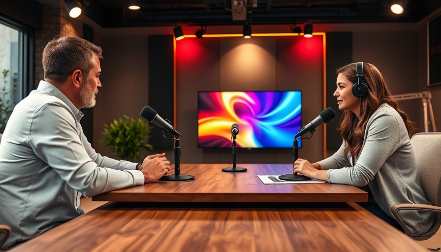 Podcast hosts discussing dating in Costa Rica in a modern studio.