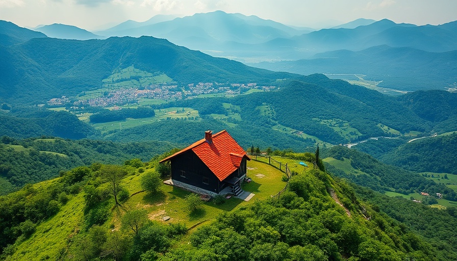 Guanacaste mountain properties with scenic views and red-roofed house.