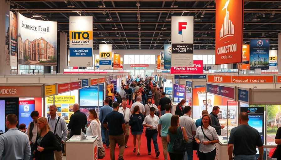 Costa Rica Construction Expo attendees explore vibrant booths.