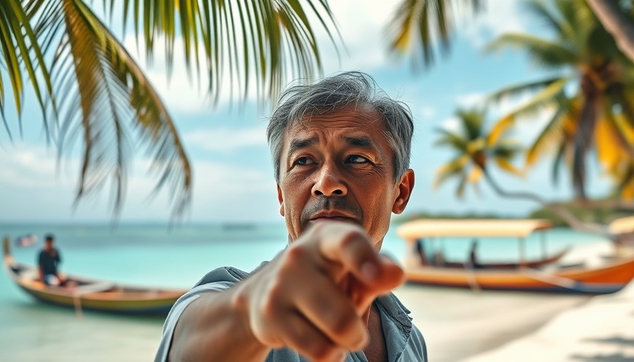 Leaving Costa Rica for the Philippines: man pointing at boat.