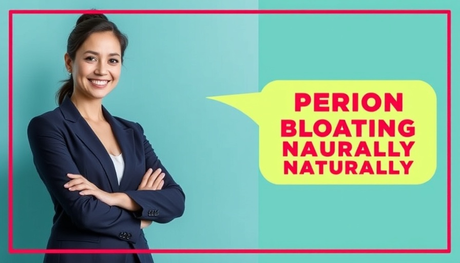 Confident woman promoting period bloating reduction tips naturally.