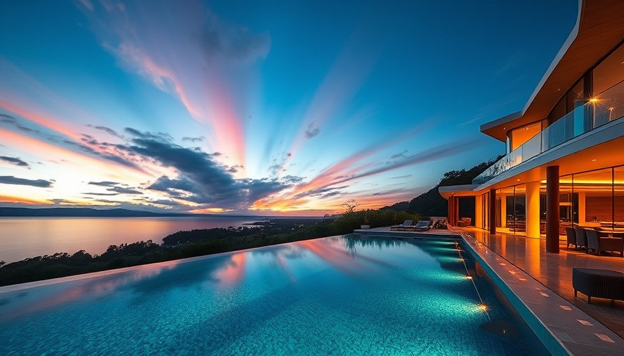 Luxury home in Costa Rica for expats, evening view.
