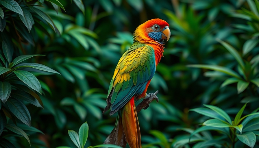 Colorful tropical bird in Costa Rica jungle setting.