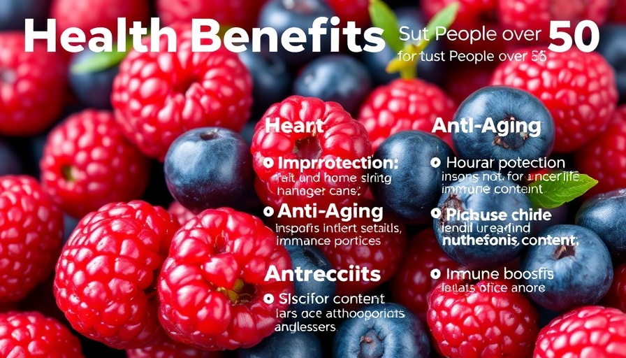 Benefits of berries for health after 50, informative poster.
