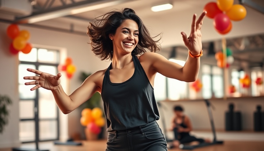 Woman doing a 10-minute dance workout before work in a gym.