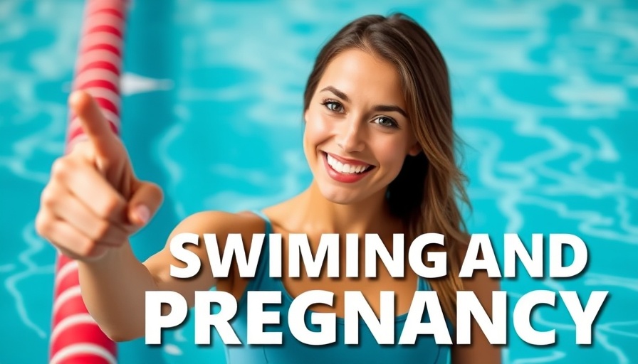 Is swimming good exercise during pregnancy thumbnail with woman pointing.