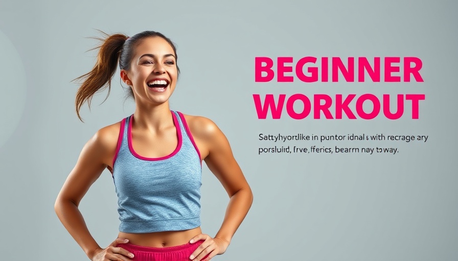 Energetic young woman promoting 10-minute workout for beginners.