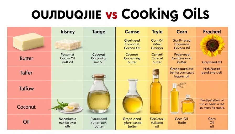 Chart of best and worst oils for cooking with vibrant background.