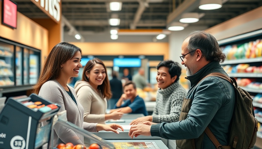 Happy family using BOGO apps in Qatar at checkout counter