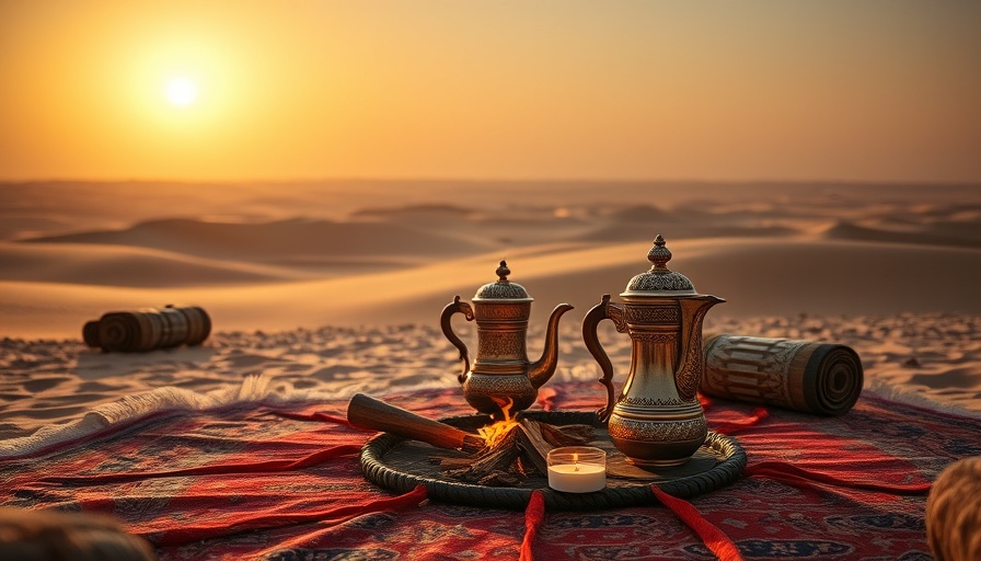 Traditional campfire setup for overnight camping in Qatar's desert.