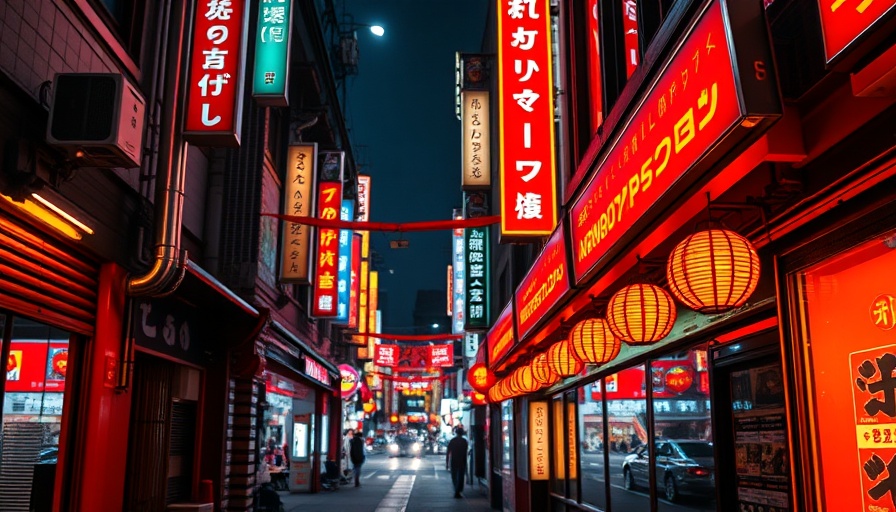 Neon-lit urban passage at night, captivating city glow.