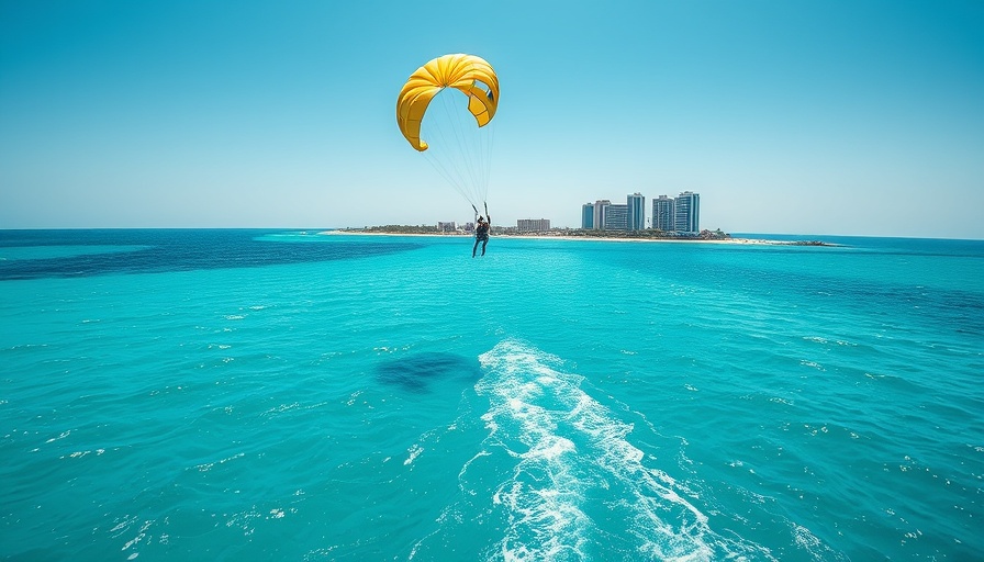 Para-sailing at free beach near Sheraton Hotel on a clear day.