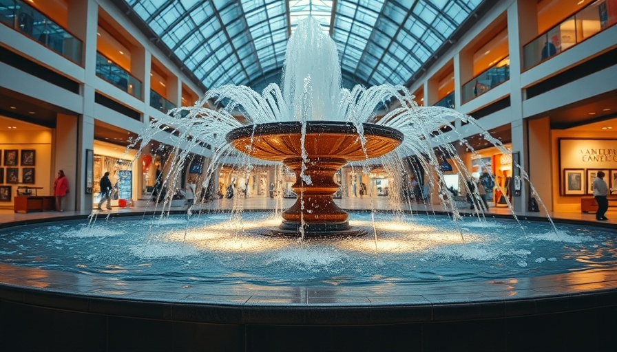 Mall's elegant indoor fountain during visit.