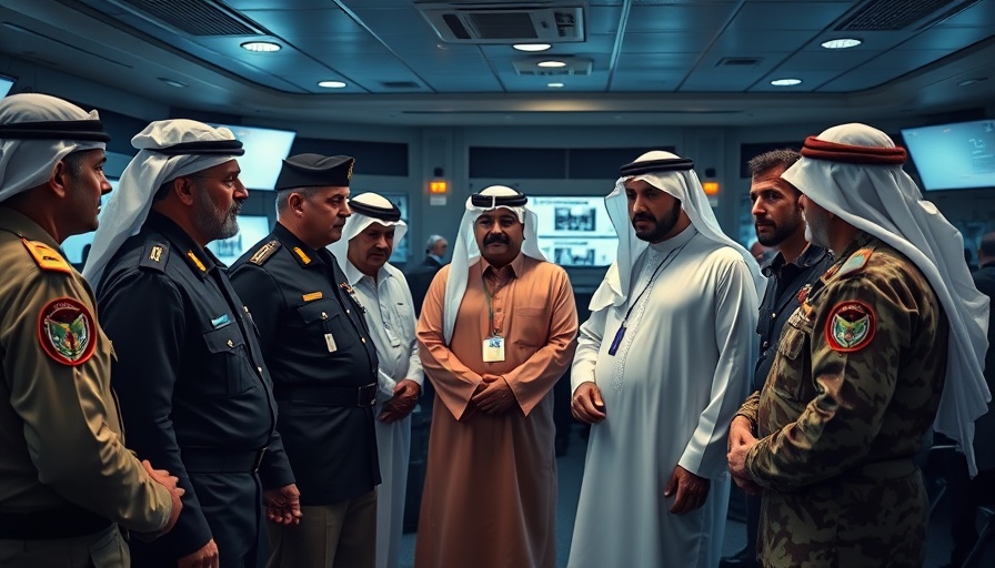 Military officials in a command center engaged in discussion.