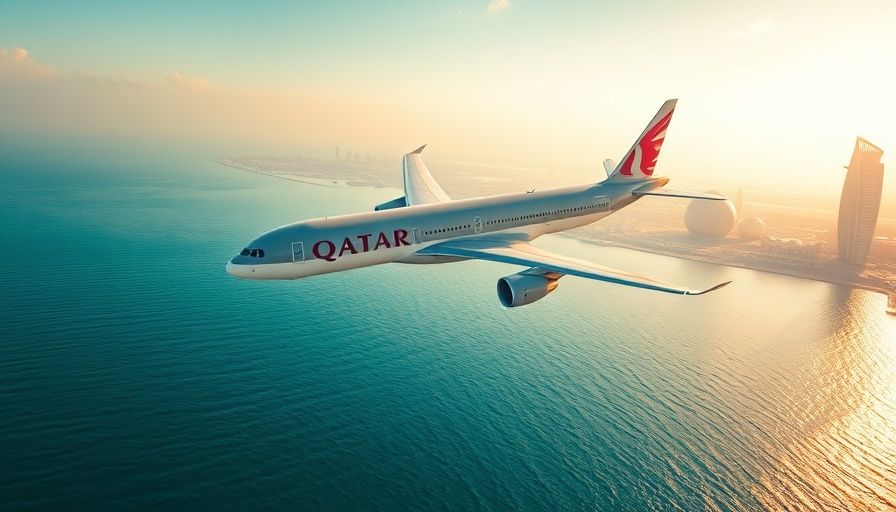 Qatar Airways plane over city, Qatar Airways flight schedule restoration.