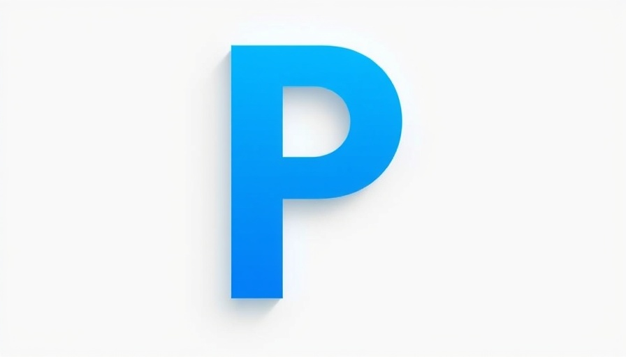 Blue letter P on gradient background, minimalistic design