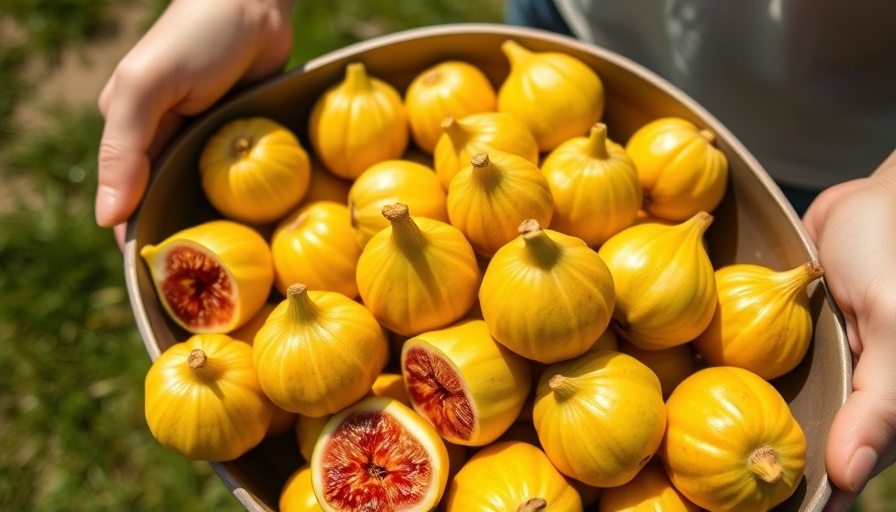 Fresh Qatari figs in a tray held outdoors in sunlight.