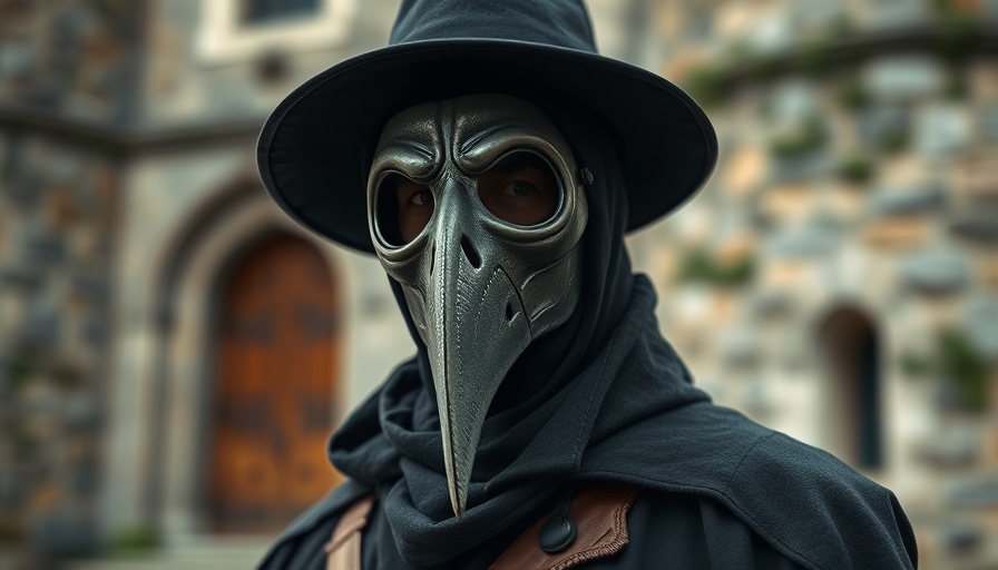 Eerie plague doctor mask figure outdoors symbolizing harmful autism treatments.