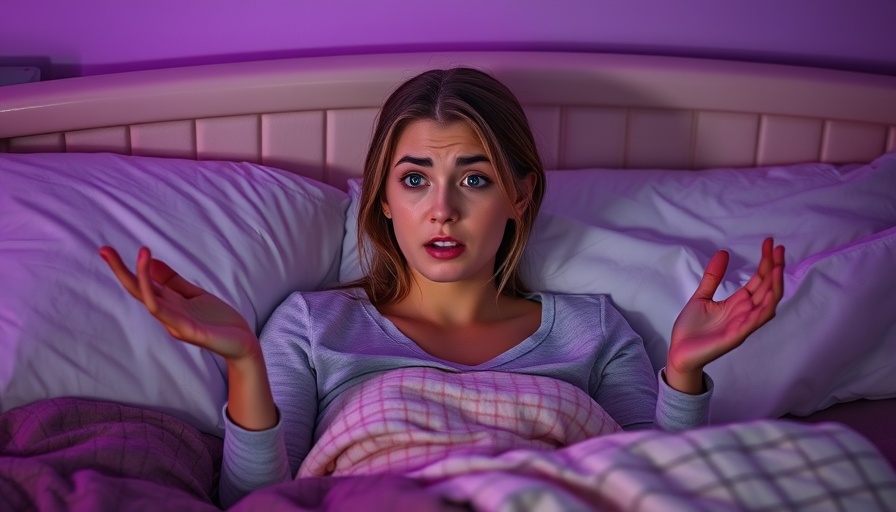 Young woman pondering ADHD sleep boundaries in bed, warm lighting.