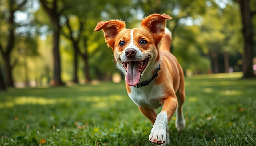 Happy dog running in park, dog walking tips