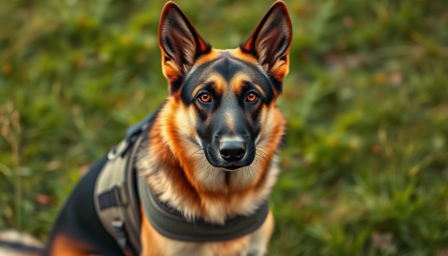 Ex-military dog in vest, how to adopt ex-military dogs guide.