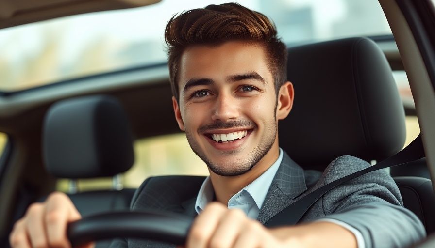 Confident man using ADHD punctuality strategies, driving car.