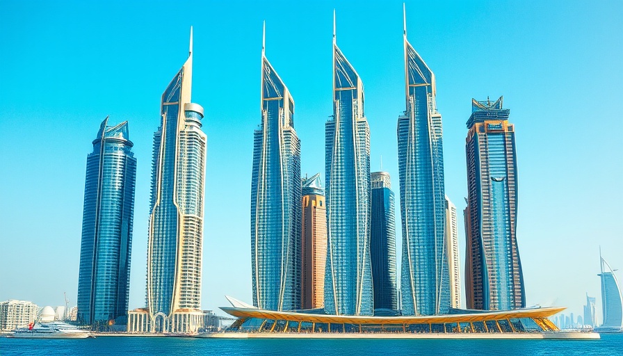 Stunning view of skyscrapers in West Bay Qatar with a coastal background.