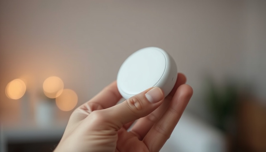 Close-up hand holding smart home device, fix my smart home.