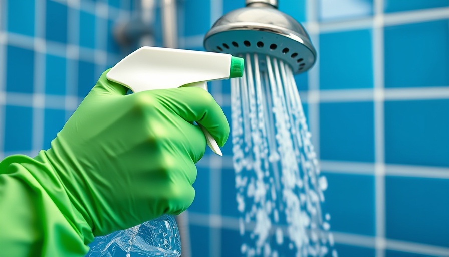How to Clean Shower Head process with cleaner spray on showerhead.